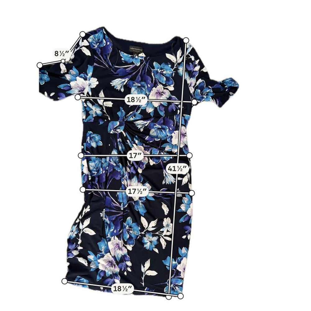 Connected apparel NWT blue floral dress 18 2728 - Picture 2 of 7